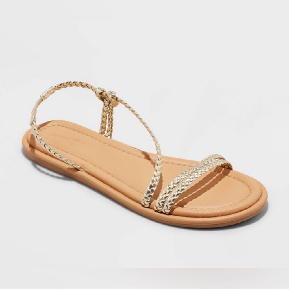 Universal Thread gold braided strappy sandals, size 9